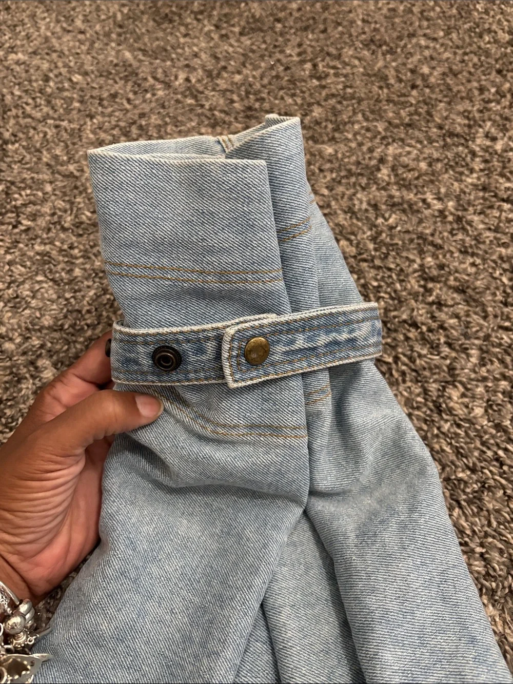 NY Line Denim Jean Cinch Napsack Backpack large boho vintage 90s school summer